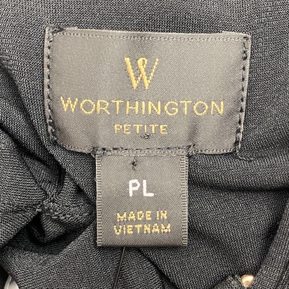 WORTHINGTON Petites Black Sleeveless Buttoned Keyhole Metal Neck Blouse NWT - Picture 8 of 11